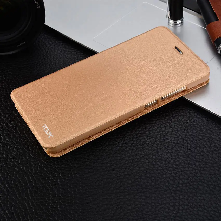 Чехол-книжка TCICPC для Xiaomi Redmi 5 Plus, роскошный тонкий мягкий чехол из искусственной кожи+ жесткий защитный чехол из поликарбоната для Xiaomi Redmi 5 - Цвет: Gold