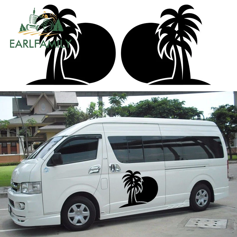 EARLFAMILY 2x пальмовое дерево гамак с защитой от солнца(один для каждой стороны) Camper Van RV трейлер грузовик мотор домашний виниловый комплект наклейки двери автомобиля стикер