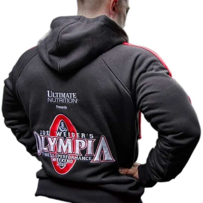 OLYMPIA Для мужчин спортивные куртки с капюшоном тренажерные залы Фитнес футболка