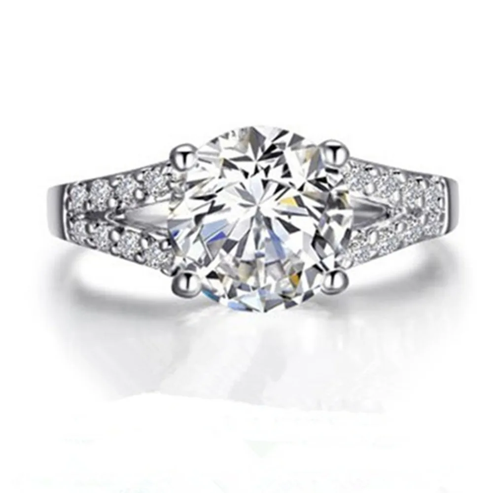 

Solid 14k White Gold Diamond Carbon Moissanite Ring Engagement Jewelry 2CT Prongs Wedding Ring for Women 14k Gold Ring