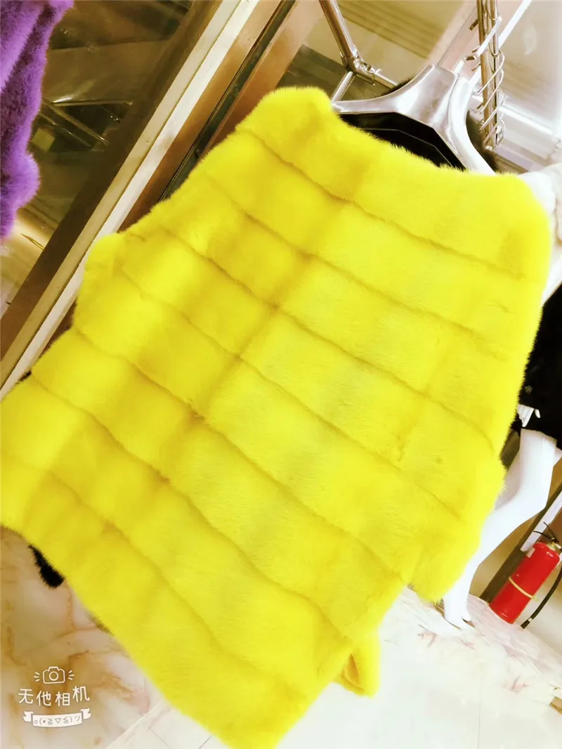 yellow Женская шаль из натурального меха норки, куртка, куртка из натурального меха норки, благородный роскошный европейский и американский уличный стиль - Цвет: yellow