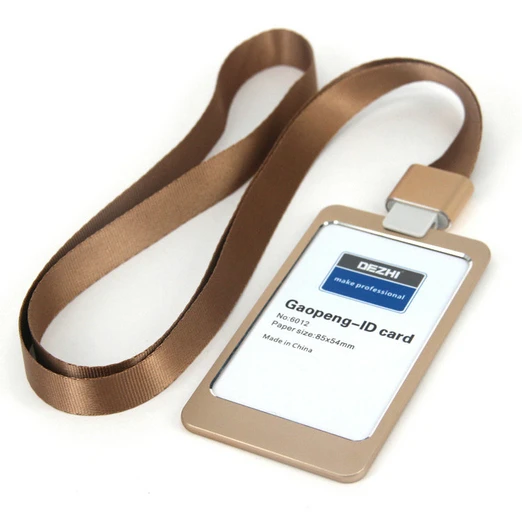 V gold set Genuine DEZHI Aluminum Alloy Employee Id Card Information card Holders Customize Logo Metal Badge Holder - Цвет: V gold set