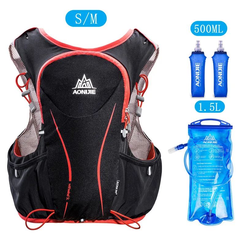 906S-1.5L-500ML AONIJIE 5L Женский Мужской жилет для марафона, сумка для воды для бега, сумка для велоспорта, походная сумка, уличный спортивный светильник, сумка для бега - Цвет: 906S-1.5L-500ML