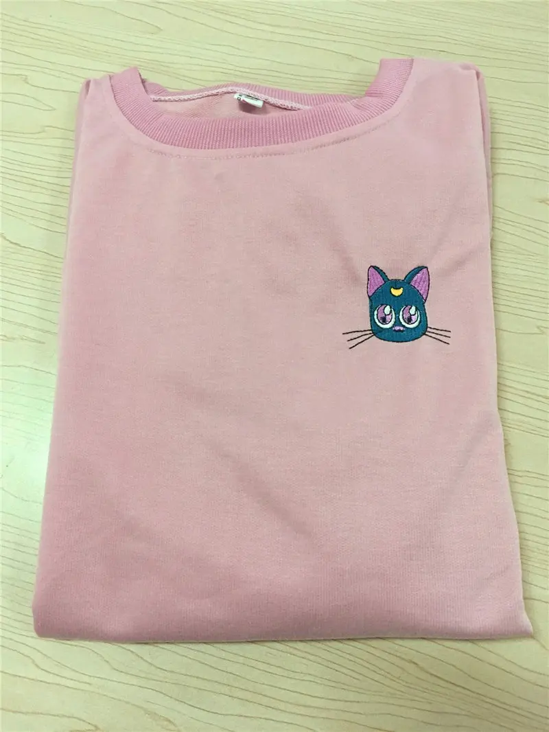 dark pink Woherb весна лето Harajuku Kawaii тонкая Толстовка для женщин Сейлор Мун вышивка Косплей топы с длинными рукавами Толстовка 21262 - Цвет: dark pink