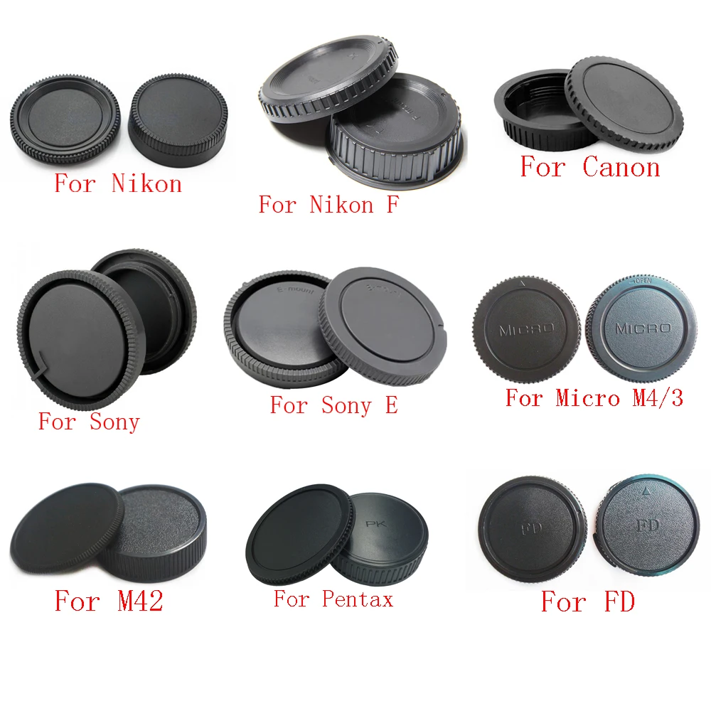 

50pairs/lot camera Body cap + Rear Lens Cap for Canon nikon Sony NEX for Pentax Olympus Micro M4/3 Panasonic M42 FD Camera Mount