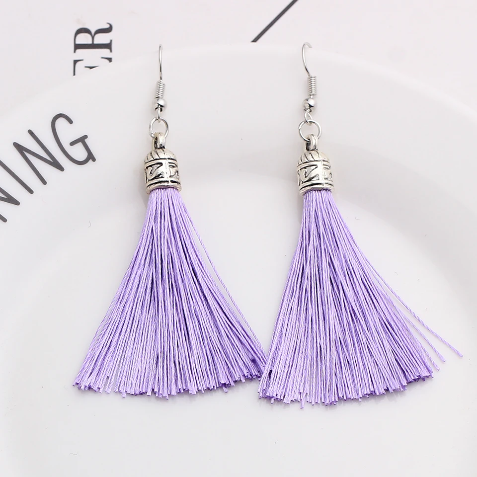 Женские винтажные сережки с кисточками Qtian длинные серьги капельки boho