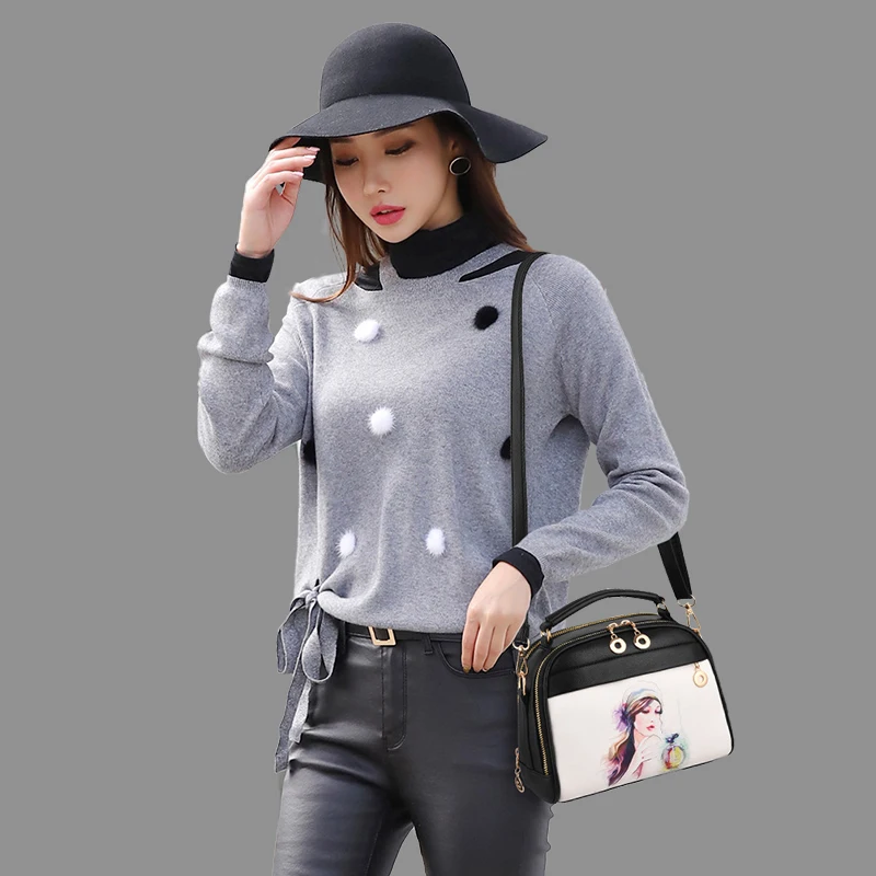 Женская сумка мессенджер LUCDO через плечо с мультипликационным принтом вечерняя