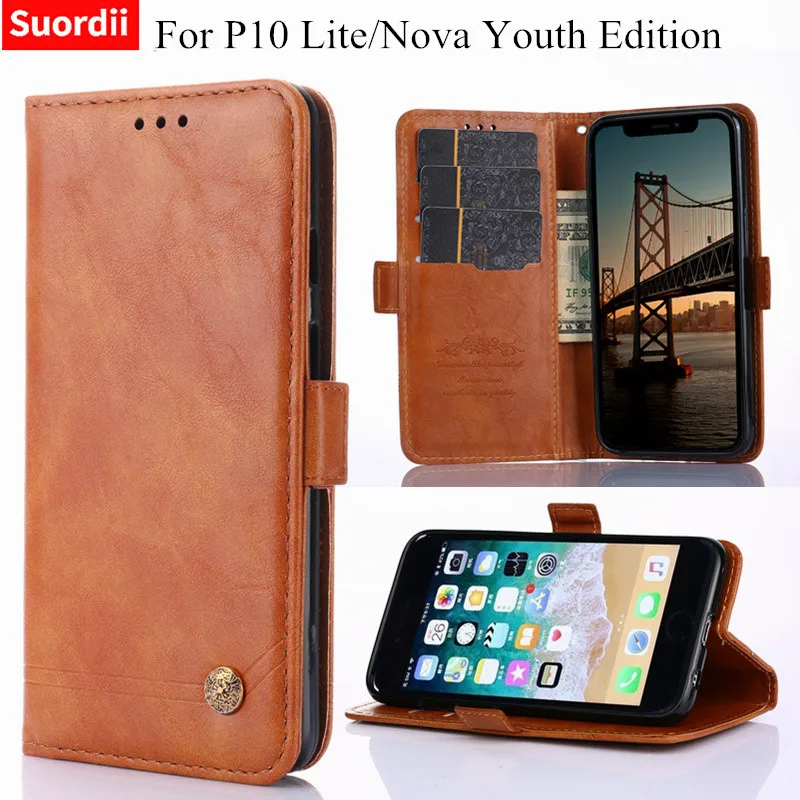Чехол бумажник с откидной для huawei P10 Lite защитный чехол телефона Nova Youth Edition
