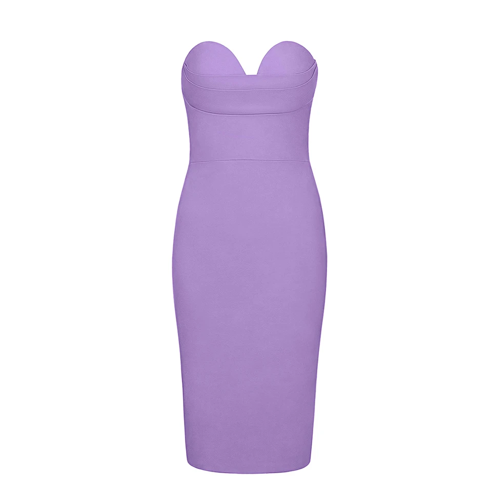 Seamyla, новинка, женское летнее платье, Vestidos, сексуальное, без бретелек, бодикон, для вечеринки, платья, элегантное, лавандовое, миди, Клубная одежда, платье - Цвет: Лаванда
