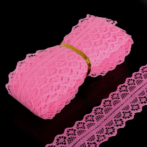 28mm Dark Pink 5 ярдов/партия, 5/"(15 мм), кружевная лента, двусторонняя ручная работа, вышитая сетка, кружевная отделка, ткань, лента, сделай сам, швейная юбка, аксессуары - Цвет: 28mm Dark Pink