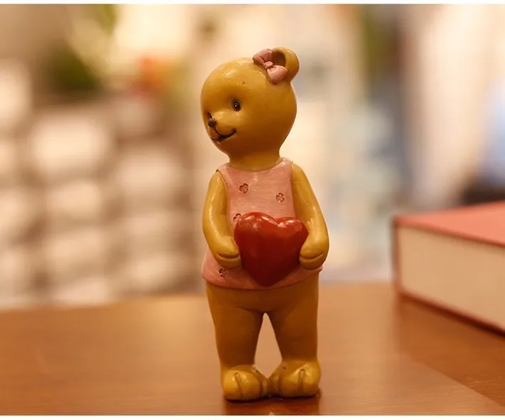 2 шт./компл. Ретро Kawaii Смола медведь миниатюрная фигурка Свадебные украшения