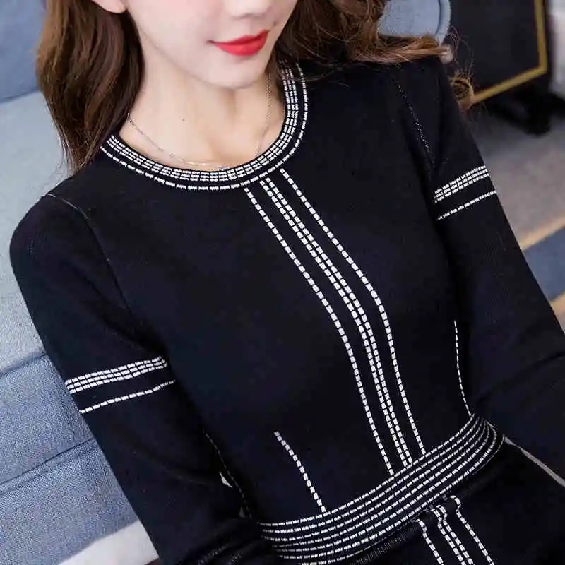 Модные осень зима платье 2018 Новая женская с длинным рукавом Slim Bodycon Повседневное
