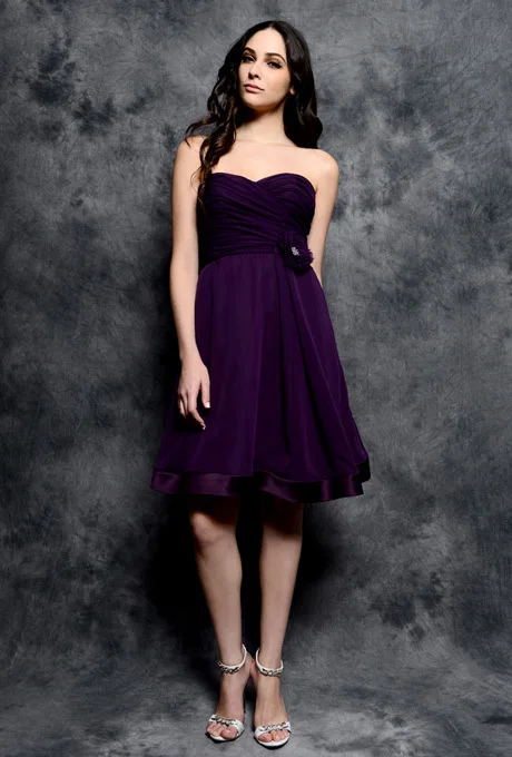 2015 Graceful Bridesmaid Dresses Knee Length A Line Vestido De Festa With Flower Ruched Off the Shoulder Party Dresses|dress rainbow|dress up time