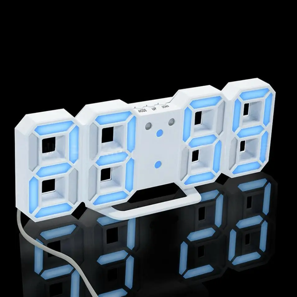 Hot Fashion 4 Color LED Time Display Modern Digital Table Desk Night Wall Electronic Clock Alarm Watch 24 or 12 Hour | Лампы и