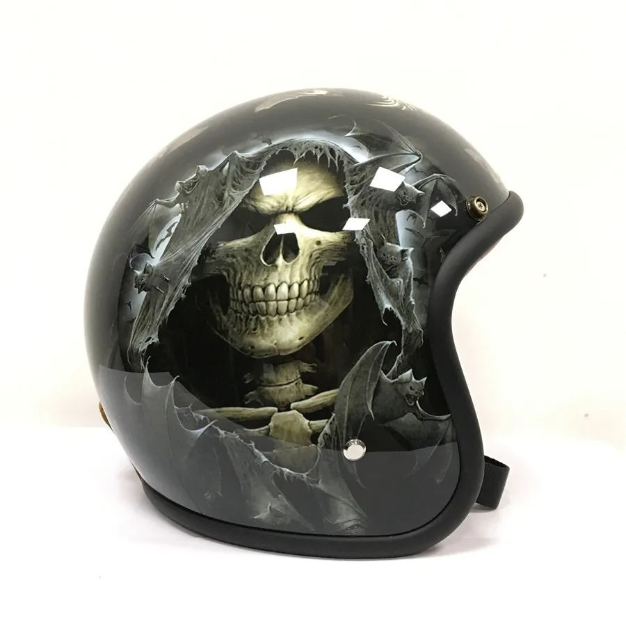 Мотоциклетный шлем с открытым лицом винтажный черепом 3/4|motocicleta capacete|helmet harleyhelmet