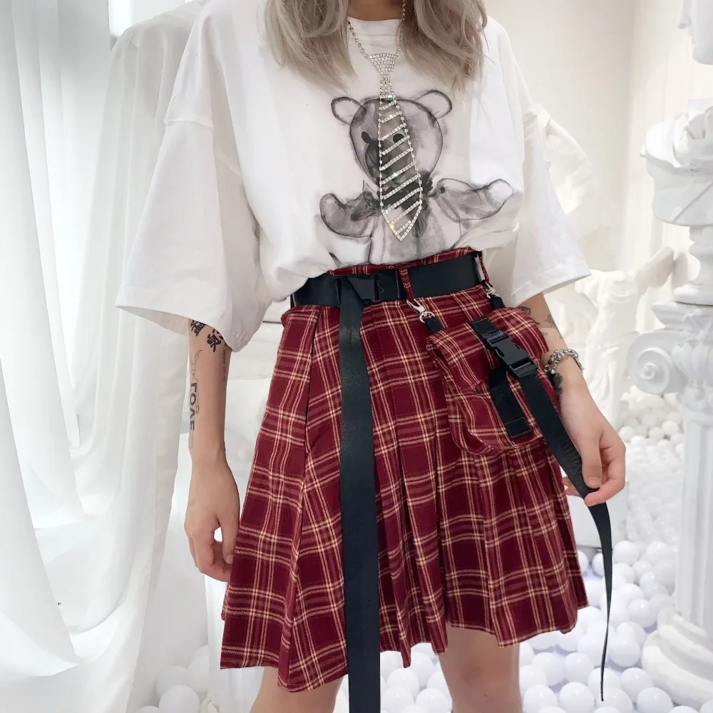Женский плиссированный комбинезон Harajuku Облегающий с высокой талией карманами и