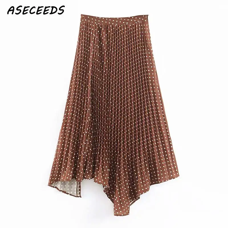 2019 сексуальная сторона разделение в горошек юбка Женская высокая талия Лето boho