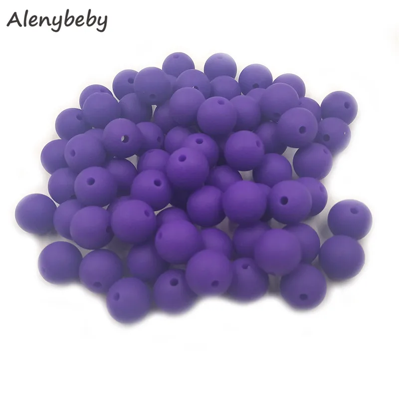 Classic purple 100 шт., для пищевых продуктов круглые силиконовые бусы 15 мм детский аксессуар для прорезывания зубов игрушка DIY соска цепи уход детский прорезыватель BPA бесплатно - Цвет: Classic purple