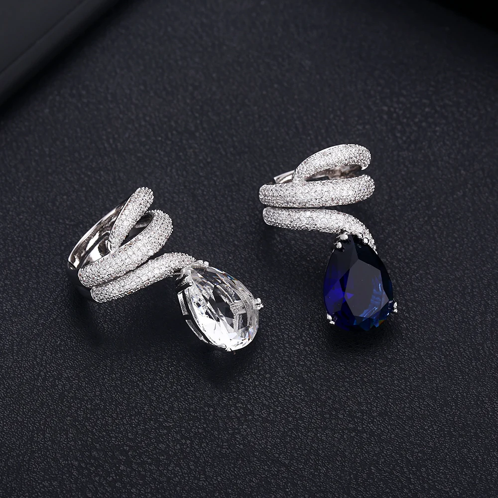 Jankelly модный дизайн AAA кубический цирконий в форме капли воды Открытое кольцо для