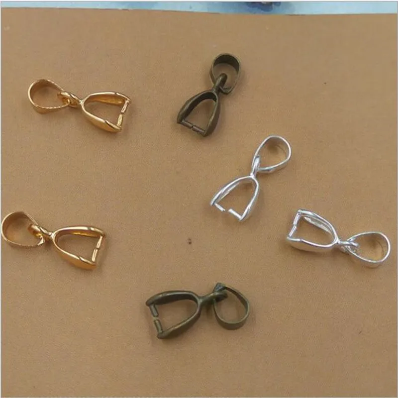 

30pcs 6x15mm Original Brass Silver/Gold/Bronze Plated Necklace Bail Connector Bale Pinch Clasp Bail Pendant Necklace Clasp Z762