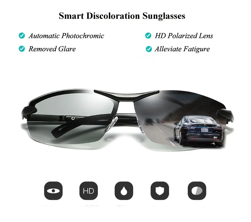 VCKA, брендовые фотохромные поляризованные солнцезащитные очки, унисекс, Обесцвечивающие линзы, очки для мужчин, с антибликовым покрытием, UV400, очки для женщин, HD очки