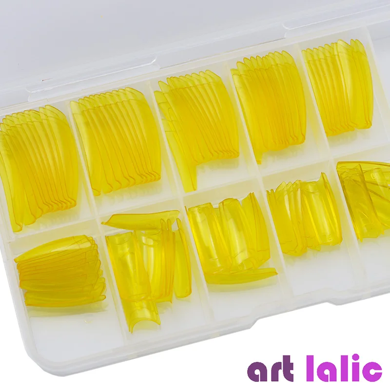 Clear Yellow Artlalic 100 шт Французский стиль накладные ногти советы с чехлом хорошо крышка накладные декоративные ногти наконечник искусственный маникюр салон коробка - Цвет: Clear Yellow