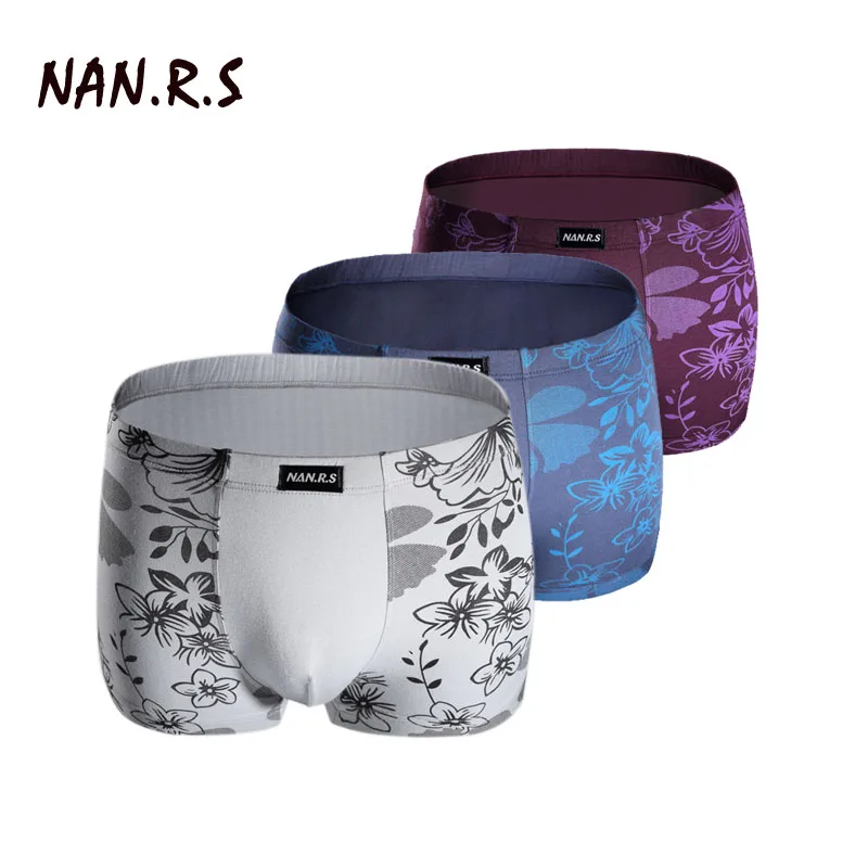 3 шт./лот бренд печатная бамбуковая удобные Модальные Мужские трусы боксеры Cueca