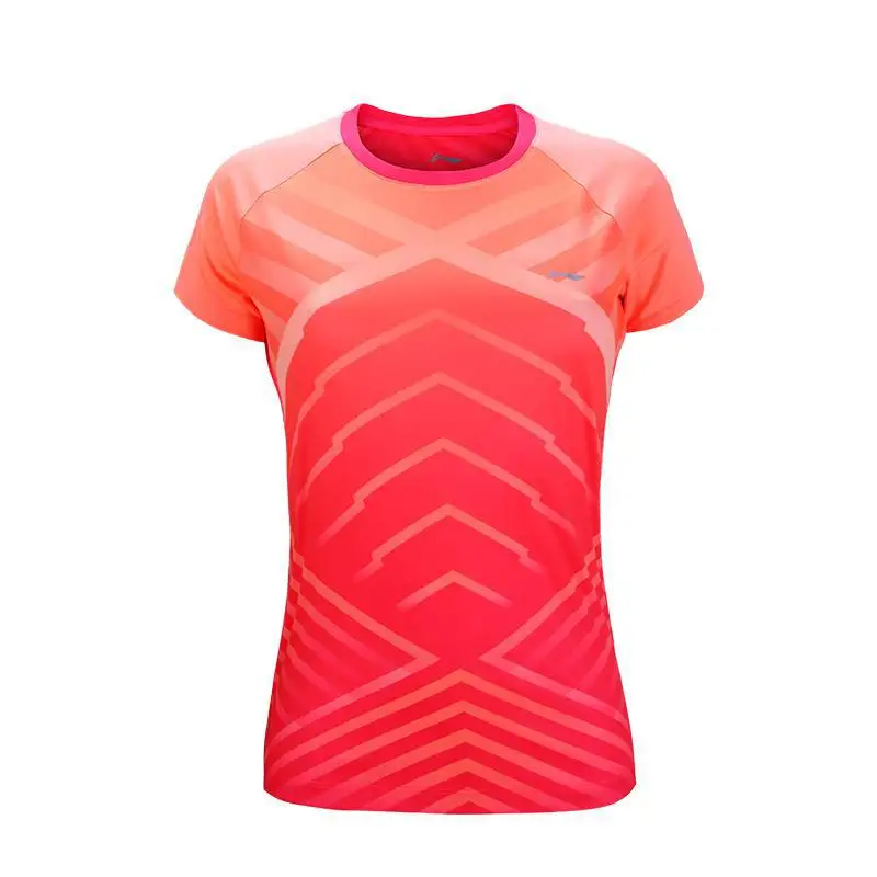 Распродажа) Li-Ning женские и мужские футболки для фитнеса и бадминтона, дышащая Спортивная футболка с удобной подкладкой для соревнований - Цвет: WOMEN