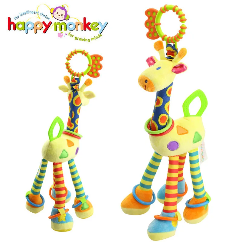 Rosiky Plush Infant Baby Development Soft Giraffe Animal Handbells Handle Toys with Teether Toy | Игрушки и хобби