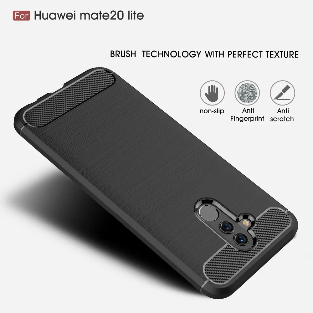 UTOPER Cases For Huawei Mate 20 Lite Case Luxury Carbon Fiber Soft Cover P20 Pro Honor 8X Max Y6 2018 |