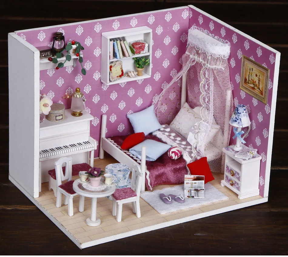 Собрать Diy головоломка 3D миниатюрная кукольная мебель модель деревянная Кукольный дом Миниатюрные DIY игрушки для детей подарки на день рождения