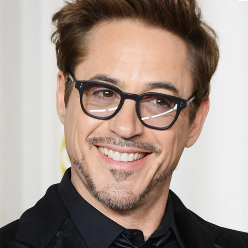 

Robert Downey Vintage Reading Black Italy Acetate Eyewear Retro Clear Lens Glasses Men Prescription Eyeglasses