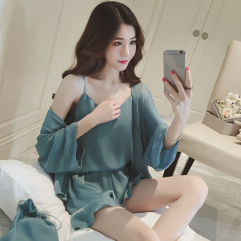 Женский летний Атласный пижамный жилет с v-образным вырезом 4 шт./компл. короткие