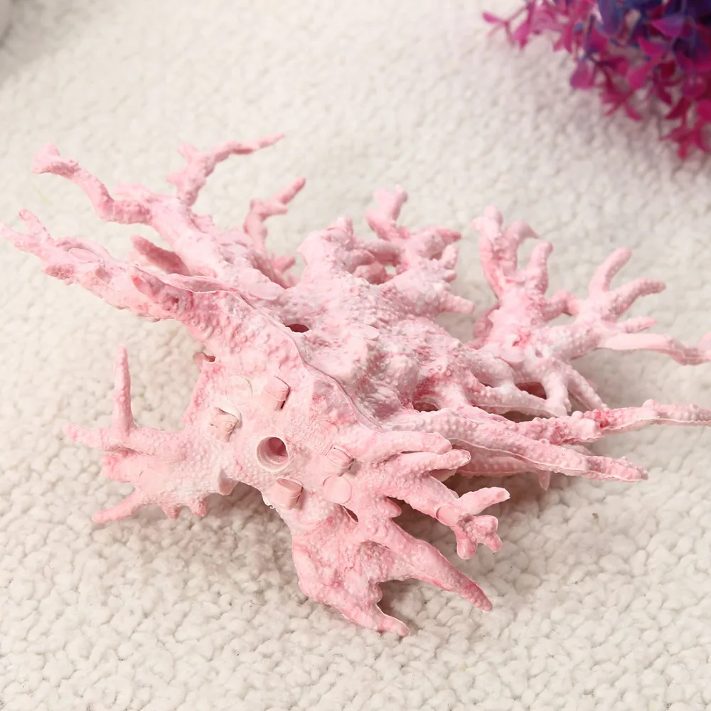 Светильник розовый искусственный яркий коралл из смолы для аквариума