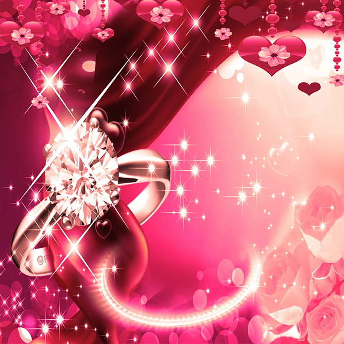 Allenjoy фотографическое фон Романтической любви сияющий бриллиантовое кольцо