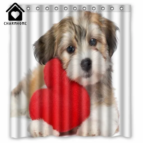 CHARMHOME Водонепроницаемая Ванная занавеска для душа Черный Белый щенок маленькая