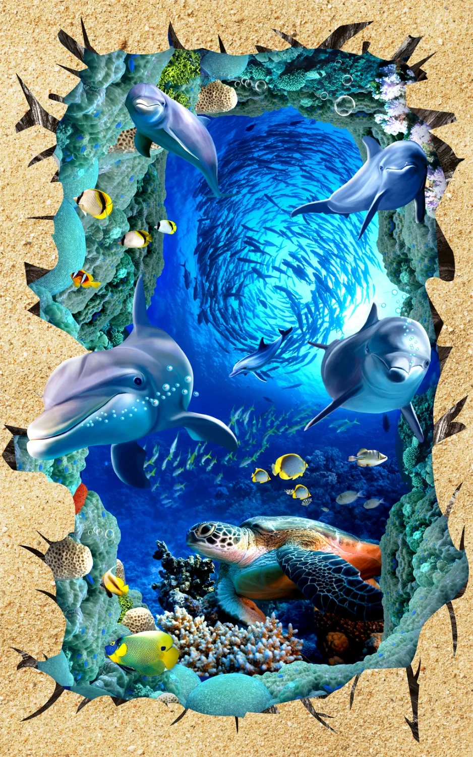 

New Romantic 3D custom curtains New Custom 3D Beautiful ocean fish dolphin home decoration
