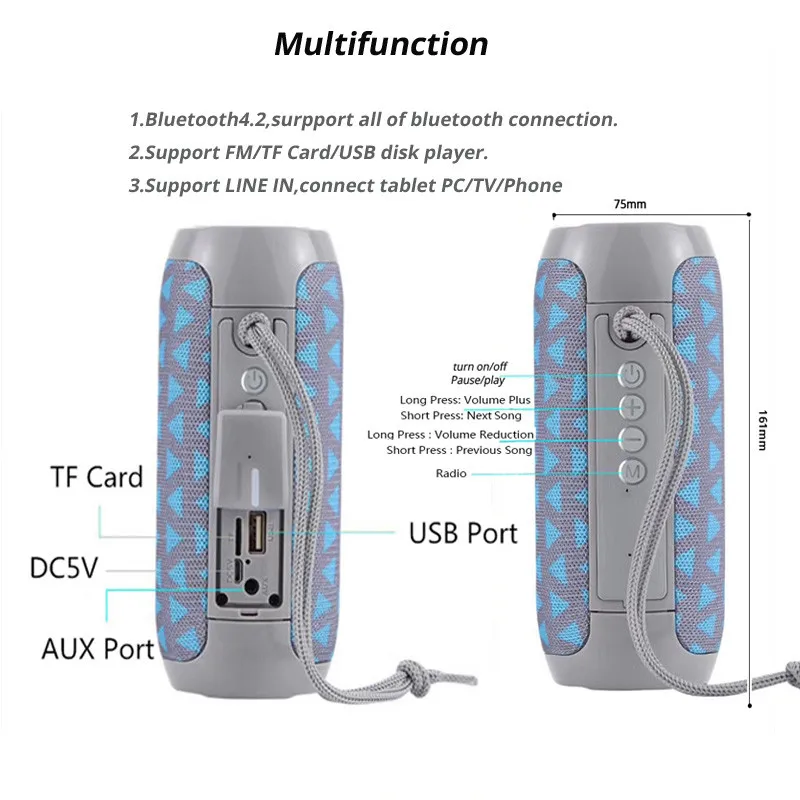 TG117 Беспроводной Bluetooth портативный Динамик стерео колонки сабвуфер громкий + TF