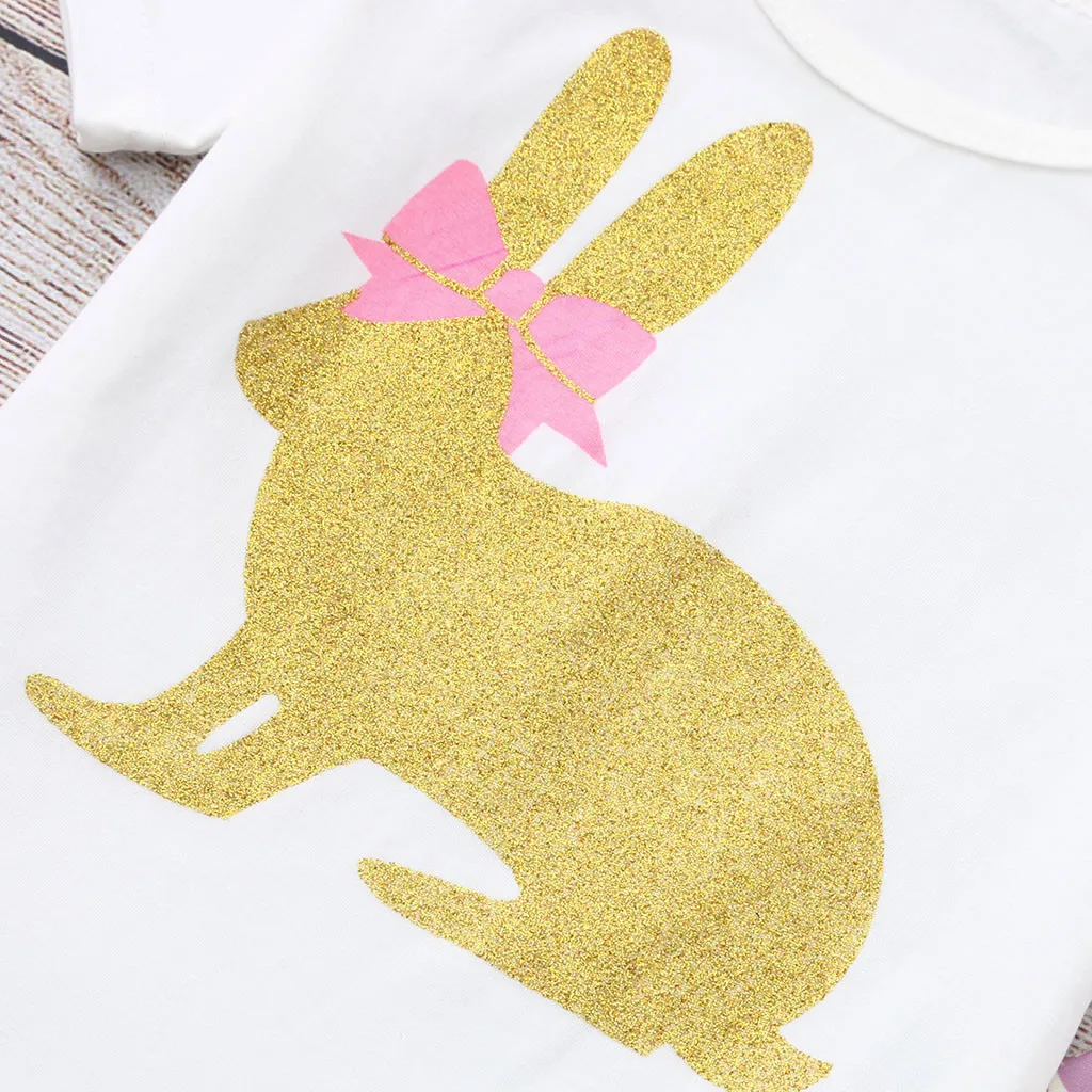 Newborn Infant Baby Girls Easter Bunny Outfits Romper Tops+Floral Pants Set baby girl clothes infant clothing | Детская одежда и