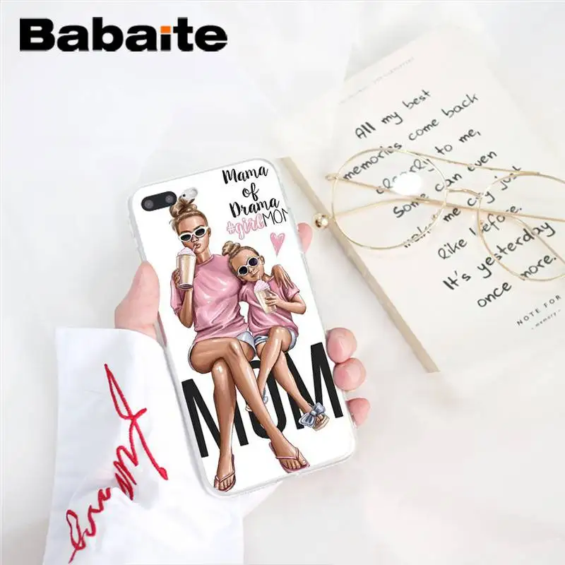 Babaite Модный черный чехол для телефона из ТПУ для мамы и дочки iPhone X XS MAX 6 6s 7 7plus 8 8Plus 5 5S SE XR 11 11pro 11promax