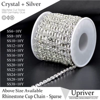 upriver silver base sparse claw sewing on crytstal rhinestones 10yards rhinestone cup chain for bracelets accessories
