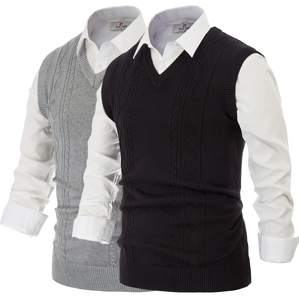 Стильный мужской свитер вязаный кардиган жилет v-образный вырез без рукавов