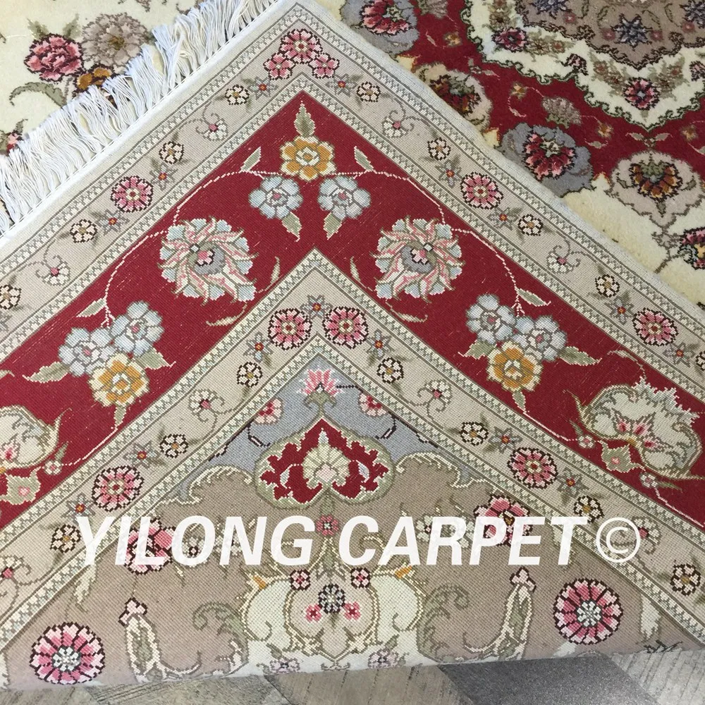 Yilong 5'x8' ручной работы персидский красный ковер белый изысканный медальон
