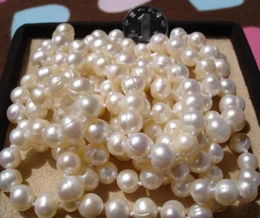 Ожерелье из натурального пресноводного жемчуга длина 120 см 8-9 мм 10 шт./лот |