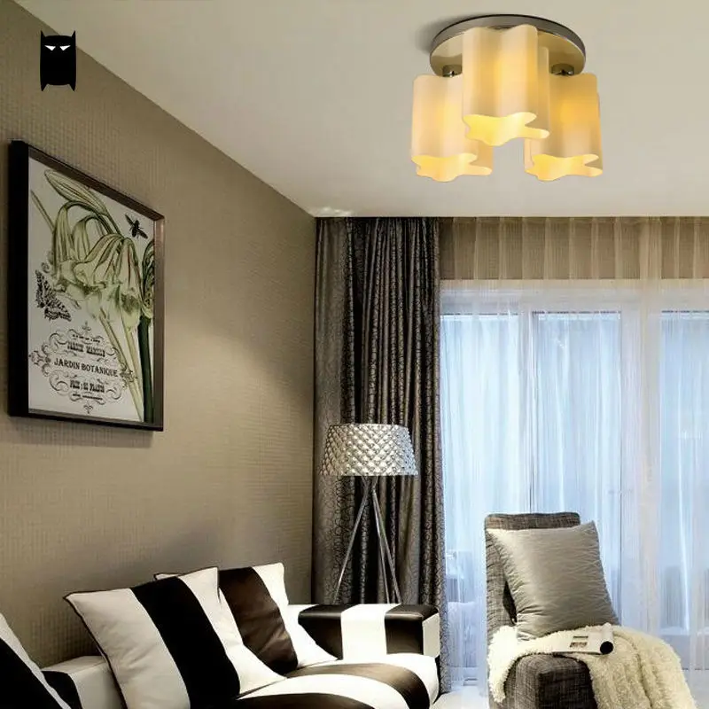 Стеклянный акриловый круглый потолочный светильник в форме облака современный