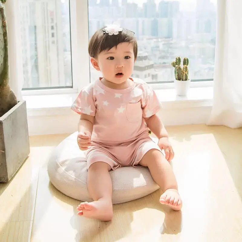 Free shipping 2018 summer children's wear star print stripes sports short sleeve T-shirt suit | Детская одежда и обувь