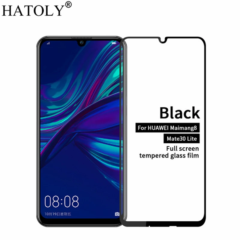 Vidrio templado para Huawei Mate 30 Lite, Protector de pantalla Maimang 8, cubierta completa para Huawei Mate 30 Lite, pel&iacute;cula de borde curvo 3D, 2 uds.-0