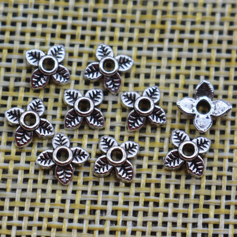 New 300pcs/lot High Quality Antique Silver 6mm 4Petal Leaves Flower Tibetan Bead Caps For Jewelry Making | Украшения и аксессуары
