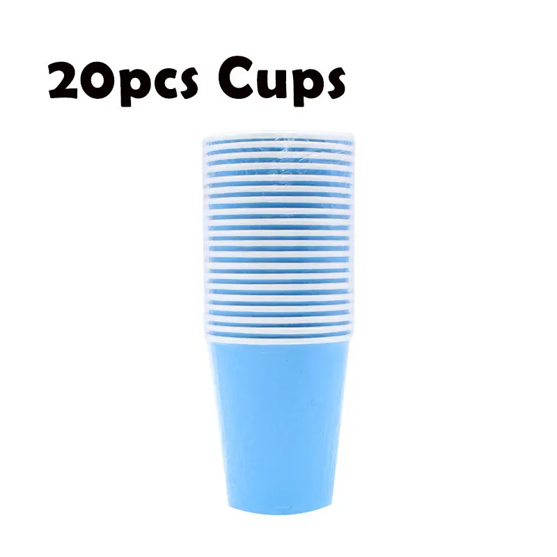 Cups-20pcs 65 шт Свадебные украшения для дня рождения желтая одноразовая посуда чашки тарелки бумажные трубочки, принадлежности для вечеринки подарок для детского душа - Цвет: Cups-20pcs