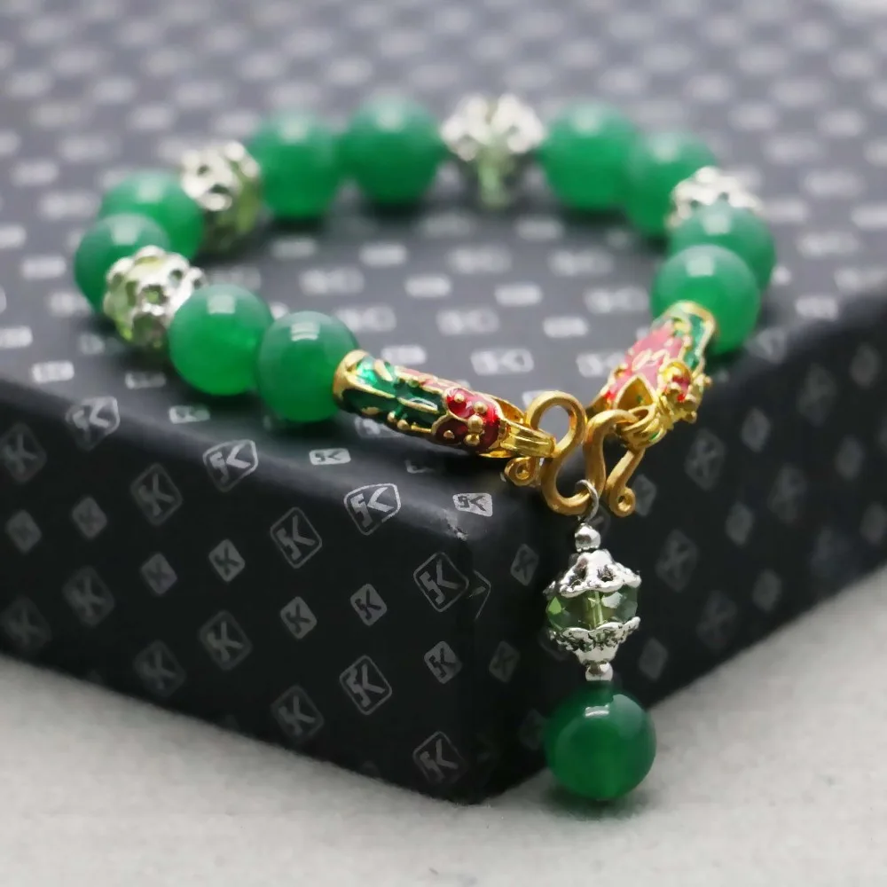 В богемном стиле Зеленый малайский халцедон хрустальные бусины браслет ручной